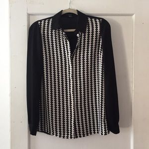 Cream and White print blouse